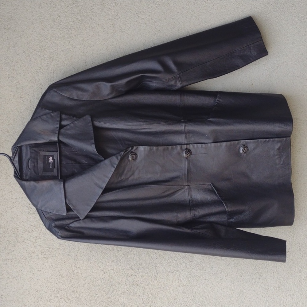 East 5th Black Wide Collar Leather Button-up Jacket Womem's XL or XXL